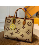 Louis Vuitton OnTheGo MM Tote Bag in Monogram Raffia M57707 Tan Brown 2021