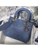 Dior Medium Lady D-Lite Embroidered Cannage Bag Denim Blue 2020