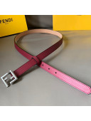 Fendi Women's Calfskin Belt 20mm with FF Buckle Burgundy/Silver 2021