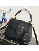 Prada Sidonie Leather Saddle Top Handle Bag 1BN005 Black 2019