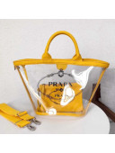 Prada Small Fabric and PVC Handbag Transparent/Yellow 1BD166  2018