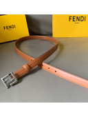 Fendi Women's Calfskin Belt 20mm with FF Buckle Brown/Silver 2021