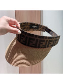 Fendi Straw Visor Hat with FF Band Khaki 2021