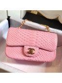 Chanel Python Classic Small Flap Bag Pink 2018
