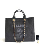 Chanel Toile Large Deauville Canvas Shopping Bag Black 2019