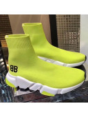Balenciaga Stretch Knit Speed Trainers Boot Sneakers Neon Yellow/White 2019