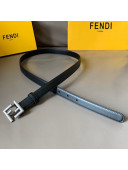 Fendi Women's Calfskin Belt 20mm with FF Buckle Black/Silver 2021
