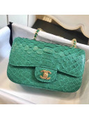 Chanel Python Classic Small Flap Bag Green 2018