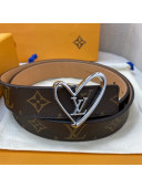 Louis Vuitton Monogram Canvas Belt 30mm with LV Heart Buckle Khaki 2021