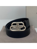Balenciaga Calfskin BB Large Belt with Logo Buckle Black/Silver 2021