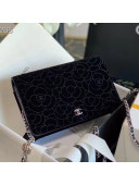 Chanel Camellia Velvet Wallet on Chain WOC A82336 Black 2020