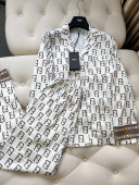 Fendi Silk Shirt and Pants Suit White 2022 01