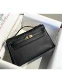 Hermes Kelly Pochette Bag 22cm Black/Gold 2022 27