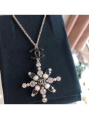 Chanel Crystal and Pearl Snowflake Pendant Necklace AB2323 White/Black 2019