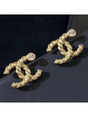 Chanel Twist CC Crystal Stud Earrings Gold 2019