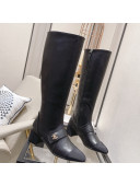 Chanel Calfskin CC Buckle High Boots 5cm Black 2021 111161