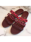 Hermes Leather "Chaine d'Ancre" Flat Sandal Burgundy 2020