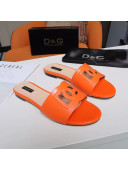 Dolce&Gabbana Cutout DG Calfskin Flat Slide Sandals Orange 2021