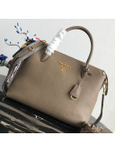 Prada Grained Soft Calf Leather Top Handle Bag 1BA157 Dark Beige 2019