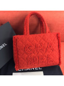 Chanel Wool Tweed Medium Zipped Shopping Bag AS0976 Red 2019