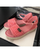 Fendi FF Flatform Label Espadrilles Sandals Pink 2020