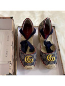 Gucci GG Canvas Lace-up Platform Espadrilles 621240 Blue 2020