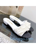 Chanel Lambskin Pearl Bead Charm Slide Sandals Beige 2020