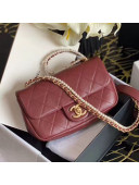 Chanel Quilted Calfskin Flap Bag with Pearl and Chain Strap AS2210 Burgundy 2020