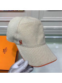 Hermes Canvas Baseball Hat with Side H Beige 2021