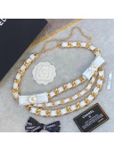Chanel Chain Belt with Calfskin Bow AB4461 White/Gold 2020