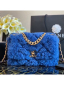 Chanel 19 Shearling Sheepskin Small Flap Bag AS1160 Royal Blue 2020