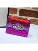 Gucci Laminated Leather Card Case 536353 Fuchsia/Red/Purple