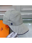 Hermes Canvas Baseball Hat with Side H Grey 2021