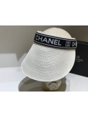Chanel Straw Visor Hat with Chanel Band White 2021