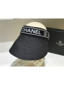 Chanel Straw Visor Hat with Chanel Band Black 2021