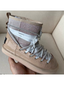 Chanel Wool Laced Ankle Short Flat Boots Silver/Nude 2021 111165