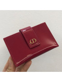 Dior 30 Montaigne CD 5-Gusset Card Holder in Dark Red Patent Calfskin 2020