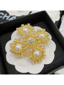 Chanel Pearl Square Brooch White/Gold 2020