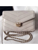 Chanel Chevron Calfskin Medal Wallet On Chain WOC Bag Off-White 2018