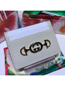 Gucci Zumi Grainy Leather Card Case 570679 White