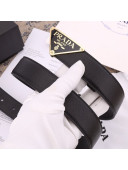 Prada Saffiano Leather Belt 2cm with Triangle Logo Buckle Black/Gold 2021