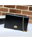 Gucci Leather Interlocking G Chain Card Case Wallet 598549 Black 2019