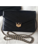Chanel Chevron Calfskin Medal Wallet On Chain WOC Bag Black 2018