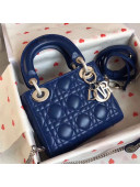 Dior Classic Lady Dior Lambskin Mini Bag Royal Blue/Silver 2020