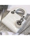 Dior Mini Lady Dior Bag in Crocodile Pattern Calfskin White 2018