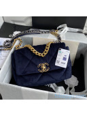 Chanel Velvet  Chanel 19 Small Flap Bag AS1160 Deep Blue 2020