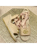 Gucci GG Lambskin Wedge Sandals 10cm Beige 2021