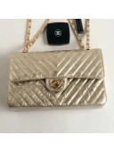 Chanel Aged Metallic Light Gold Calfskin Medium Classic Flap Bag 2018
