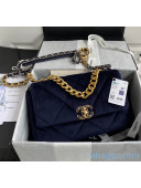 Chanel Velvet Chanel 19 Large Flap Bag AS1161 Deep Blue 2020