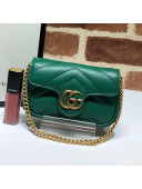 Gucci GG Marmont Matelassé Leather Chain Super Mini Bag 575161 Green 2019